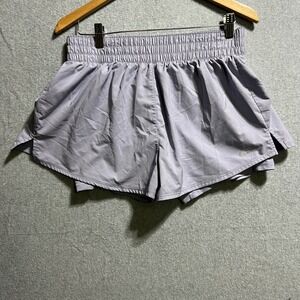 Nike Womens 2-in-1 Running Shorts Purple Smocked Waist Liner Lavender Medium